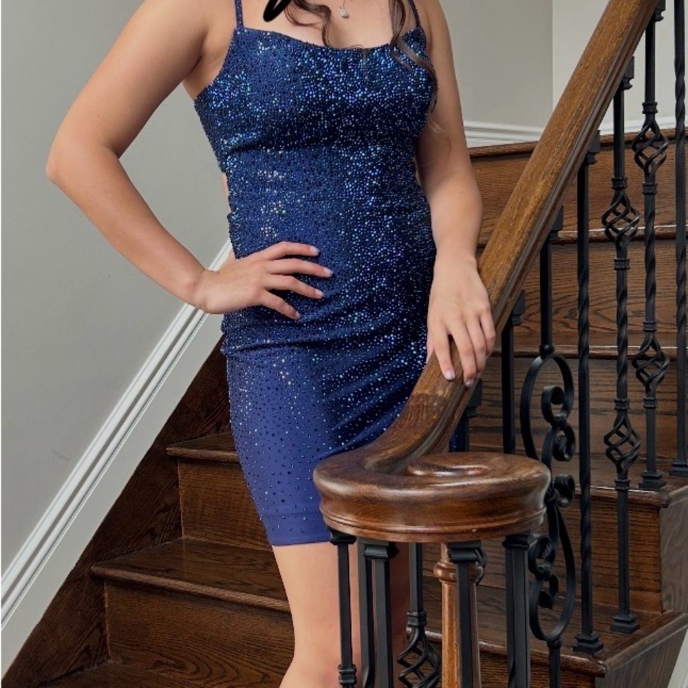 Sherri Hill Midnight Blue Sequin Gown
